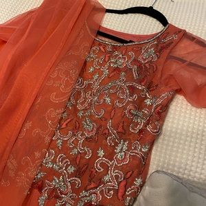 Indian baby pink net anarkali dress